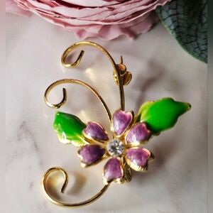 Vintage 80s ✨️🪻Beautiful Purple Blossom Brooch/Pin